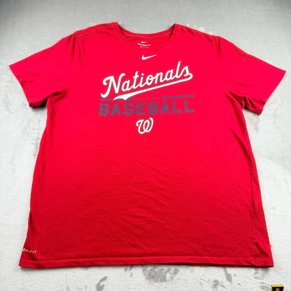 Nike Washington Nationals Baseball Shirt Men's XXL Red Dri-FIT Athletic Cut Tee